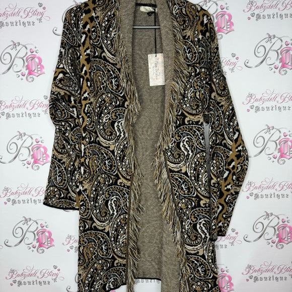 Nada Del Riccio cardigan wrap belted belt sweater fringe made in Italy brand new - Picture 12 of 16